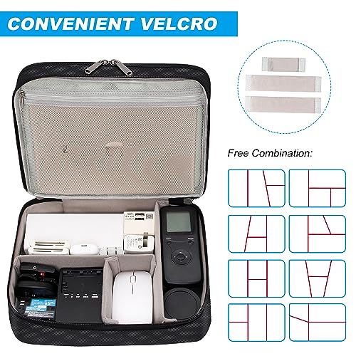 CILLA Electronic Organizer Travel Case, Travel Cord Organizer Case Portable Waterproof Cable Organizer Bag for Charger, Cord, USB, Power Bank, Earphone - color: zipper-black