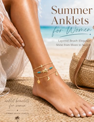 FASACCO 20Pcs Ankle Bracelets for Women Adjustable Beach Anklet Set Surfer Anklet Heart Star Turtle Infinite Anklets Foot Jewelry - color: gold tone