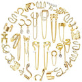 35 PCS Gold Silver Adjustable Ear Cuffs Earrings for Women Non-Piercing Cartilage Clip on Earrings Wrap Ear Jewelry Set,Punk Snake Butterfly Claw Stud Earrings for Women Gift - color: Gold