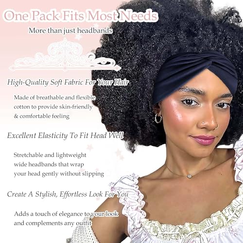 Bandana Headbands for Women Wide Boho Headband Solid Color Knotted Turban Head Bands Soft Hair Wraps Black Head Scarf Fashion Turban Hairband Cute Scarf Headband For Women’s Hair Accessories - color: Style 141
