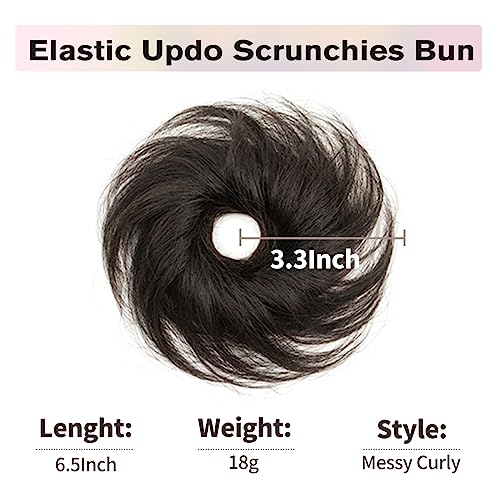 Natural Black Messy Bun Hair Piece, 100% Real Human Hair Extensions, Soft Fluffy Elastic Scrunchie, 30s Easy Updo for Women & Kids, Ideal for Daily Wear, Ballet, Dance & Office Use - color: Natural Black, size: 4 Inch
