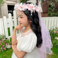 Artificial Flower Crown Headband for Women Girls – Boho Floral Wreath Halo for Weddings, Photoshoots, Festivals, Birthdays, and Costume Parties (Pink Flower Bowknot, Adjustable) - color: Pink Flower Bowknot