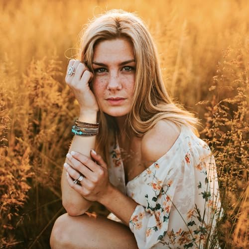 Turquoise Bracelet for Women, Boho Multilayer Leather Bracelet with Feather and Magnetic Clasp, Western Turquoise Jewelry - color: Brown