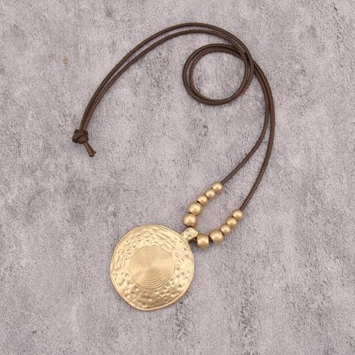 Bohemian Necklaces for Women Long Leather Necklace with Large Pendant Chunky Boho Hippie Jewelry Pendant Chocker Necklace - style: Bohemian
