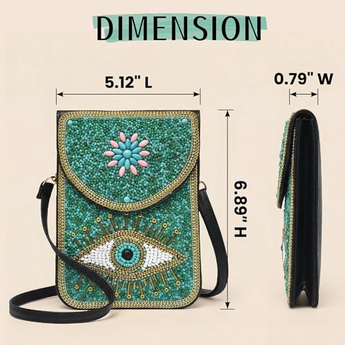 Small Crossbody Bags for Women Designer Cell Phone Bag Boho Shoulder Wallet Purse - color: Green