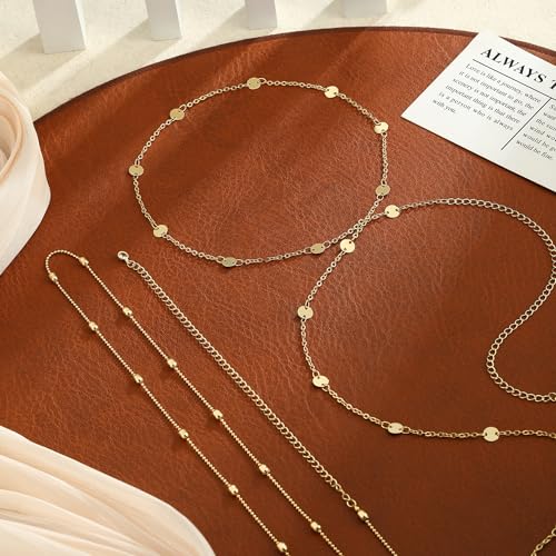 Kyerlyn Body Chain for Women 14K Gold Plated Waist Beads Chain Gold Belly Belt Cuban Layered Body Chains Waterproof Adjustable Sexy Bikini Beach Body Jewelry Daily Belts Gifts for Women 26.5-33Inch - style: Bead+Sequin -GD