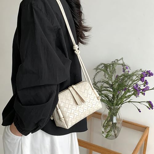 JYG Woven Crossbody Bags for Women PU Leather Handwoven Shoulder Bag Mini Satchel Purses with Adjustable Strap 2026 - color: Beige