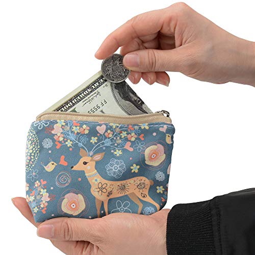 Women and Girls Cute Fashion Coin Purse Wallet Bag Change Pouch Key Holder - color: Dreamy Deer