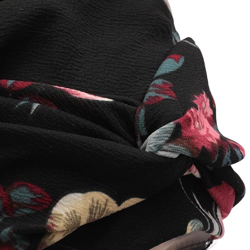 ZLYC Chemo Headwear for Women Pre Tied Turban Headwear Lightweight Beanie Hat - color: Flower Black