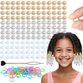 150Pcs 10mm Small Glitter Silicone Beads for Hair Braids, Soft Jellyish Pony Hair Beads with 5mm Hole + 50 Rubber Bands and 1 Beader for Braiding, DIY Bracelets Necklaces Crafts (Gold Silver Mix) - color: Glitter Gold Silver Mix