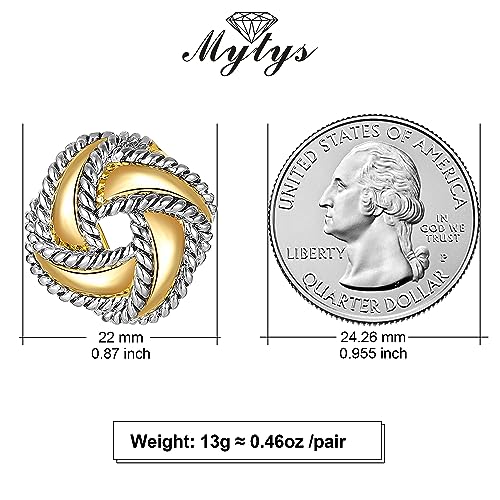 Mytys Two Tone Earrings for Women Gold and Silver Crossover Half Hoop Statement Earring Designer Stud Earrings - color: square Gold & Silver