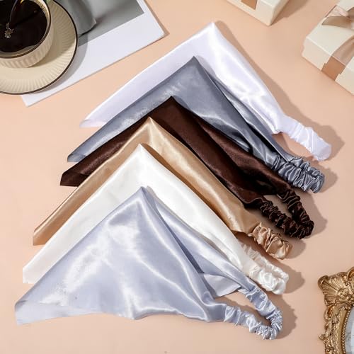 6 Pcs Triangle Head Scarf, Bandanas for Women, Headband Scarf, Headwraps Headband Boho Bandana Headbands Tie Back Headscarf for Girls Non Slip Headscarves In Assorted Colors