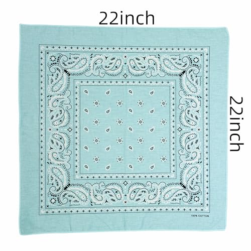 Vamqor 100% Cotton 10 Pack Fine Bandanas - color: Light Blue