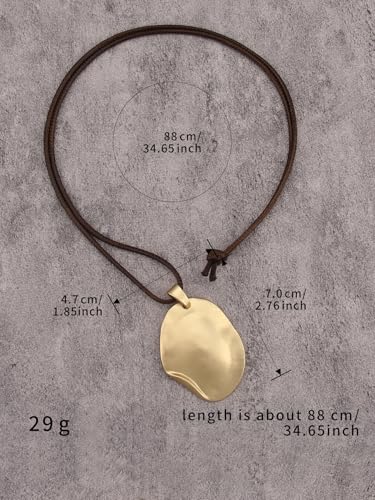 JAOYU Boho Necklace for Women Large Pendant Necklace Boho Long Choker Leather Gold Necklace Vintage Earthy Jewelry Trendy - style: Big Statement Necklace