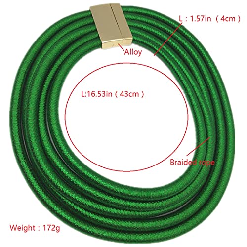 COLORFUL BLING Handwoven African Tribal Multilayer Chunky Statement Necklace Egypt Bib Collar Choker Costume Party Jewelry Accessories for Women - color: green