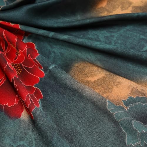 Stlvoll 27.5" Silk Neck Scarf of Women's Fashion Head Scarf Square Neck Satin Scarfs for Bag Hair Scarves Gift - color: Red/Green