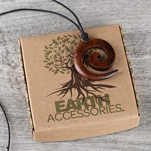 Earth Accessories Organic Wood Adjustable Spiral Necklace for Women - Boho Necklace or Tribal Pendant Necklaces for African, Hawaiian, Maui, Egyptian, or Indian Looks - color: Spiral