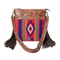 Merbaa Women Handtooled woolen saddle blanket hand woven Crossbody Bag - color: Orange
