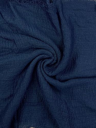 Humble Hilo Womens Woven Bohemian Style Gauze Scarf,Shawl, Head Wrap Fringed Edge Lightweight, Long Folds Small - color: Navy Blue