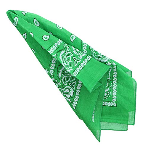 Motique Accessories Extra Large Paisley Bandana 27x27 Inch - color: Green