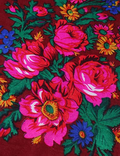 MJ SERECA Acrylic Bandana Printed Hair Scarf Square Ukrainian Head Scarf Floral Babushka Neck Scarf for Women 30"/42"/60" - color: 3 Pack-a 30"
