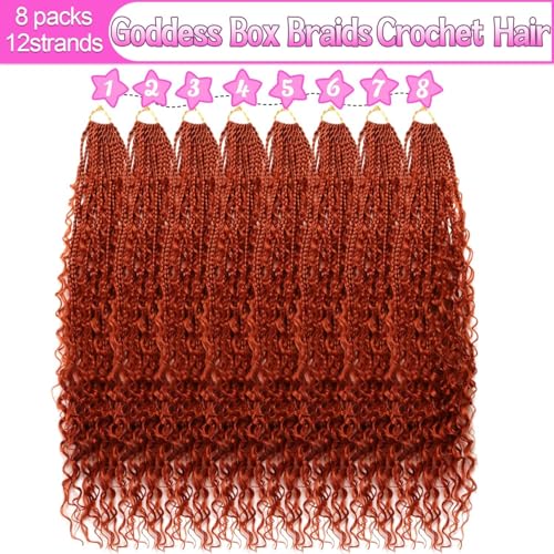 Goddess Boho Box Braids Crochet Hair-8 Packs 24 Inch Crochet Box Braids for Black Women Pre Looped (#350, 24 Inch (Pack of 8)) - color: #350, size: 24 Inch (Pack of 8)