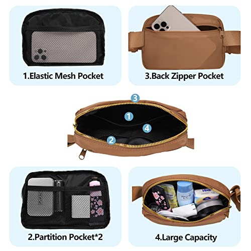 VOROLO Fanny Pack For Women And Men Crossbody Bag Belt Bag with Adjustable Strap Graduation Gifts Brown - color: Brown, style: 1 Pack Fanny Pack