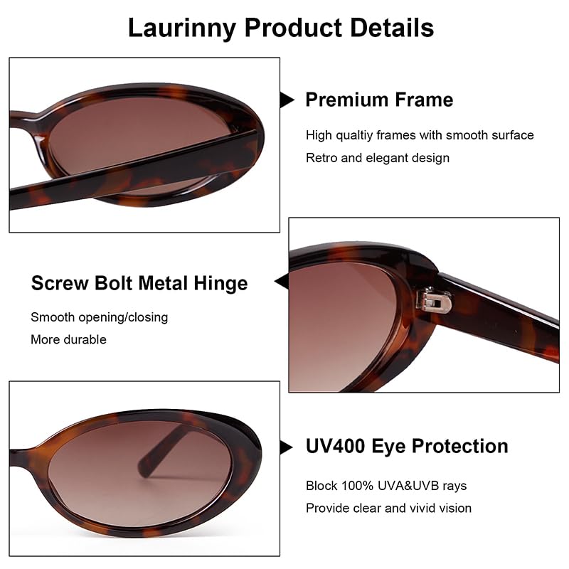 90s Sunglasses for Women Men Retro Small Oval Sunglasses - color: Black/Grey+tortoise Shell/Gradient Brown