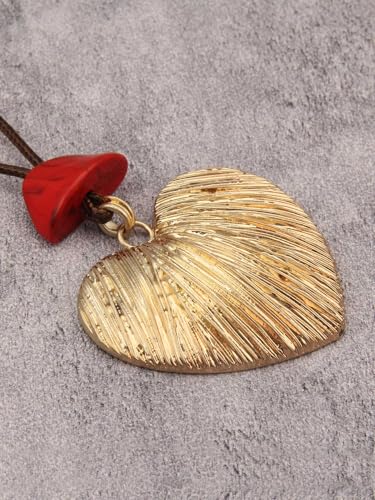 Jeilwiy Leather Necklace for Women Funky Necklace Choker String Cord Necklace with Pendant Boho Style Jewelry - style: 3D Heart Pendant