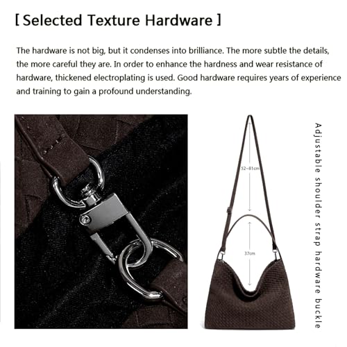 JINMANXUE Women Boston Bag, Woven Hobo Tote Handbag and Purses, Female Satchel Messenger Bags, Fashion Shoulder Crossbody Bag - color: Frosted Coffee