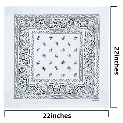 Cotton Bandanas for Men & Women Paisley Cowboy Bandana Handkerchiefs for Hair 22x22 - color: 3pcs Black/White/Red