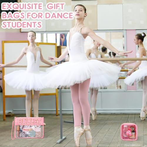 Hillban 2 Pcs Ballet Gifts Chenille Letter Bags Makeup Cosmetic Bags Toiletry Travel Flat Pouch Preppy Patch Clear Purse PVC Waterproof Organizer Storage Case Gifts for Team Girls Women - style: Ballet Theme