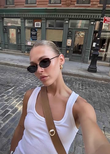 boten Retro Oval Sunglasses for Women 90s Small Gold Frame Sun Glasses Lightweight Cute Chic Sunnies - color: Tortoise Frame-grey Lens Lens