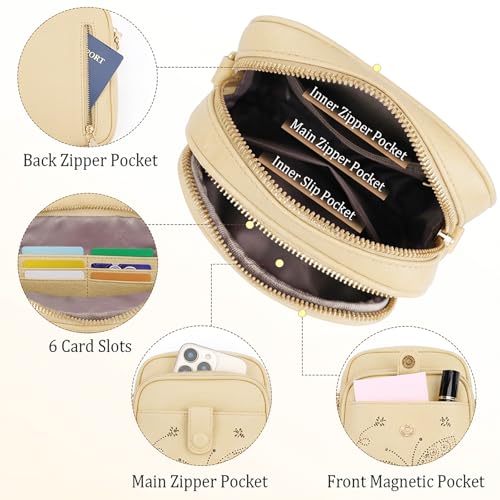 KITEVIUN Crossbody Bags for Women Leather Crossbody Purse Small Shoulder Phone Purse with Adjustable Strap & RFID Card Slots - color: 07-yellow