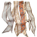 4/40 Pcs Hair Scarf for Women, 35"x2.36" Lightweight Silk Headband, Purse & Bag Scarves Gift Collection - color: Khaki