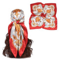 35 x 35 Women's Fashion Pattern Large Square Silk Like Hair Scarf Head Sleeping Wrap Satin Neck Bandana for Gift… - color: Garland Cashew Nuts-red