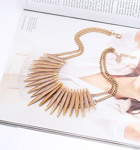 MOLOCH Sparkling Druzy Leaf Choker Necklace Fashion Gold-Tone Collar Necklace Bib Statement Chunky Tribal Necklace Woman Jewelry - color: Gold