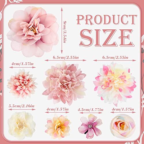 BBTO 21 Pcs Flower Hair Clip Rose Hair Clips Barrettes for Women Flower Accessories Boho Bride Claw Clip Hairpin Brooch Pin Headpiece for Wedding (Pink,Purple) - color: Pink, Purple