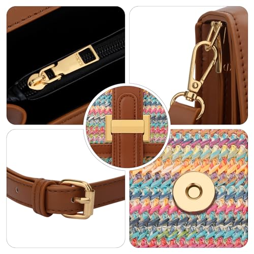 KKXIU Crossbody Bags for Women - Top Handle Purses for Lady, Leather Handbags Shoulder Clutch with Adjustable Shoulder Strap - color: Rainbow