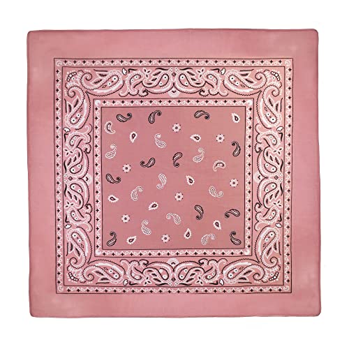 Classic Paisley Bandanas - 3 Pack Gift Set, 100% Cotton, 22x22 Inches - color: Light Pink