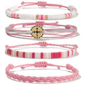 FANCY SHINY Boho Nautical Compass String Bracelets Beaded Clay Beads Bracelet Stackable Friendship Bracelets Summer Beach Outfits for Women Girls - color: Pink