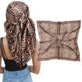 AWAYTR Satin Silk Scarf - Large Hair Bandana, Sleeping Wrap for Women - color: Leopard Print (Coffee)