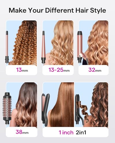 Wavytalk 5 in 1 Curling Iron Set with Thermal Brush and 4 Interchangeable Ceramic Curling Wands (0.5'-1.25'), Instant Heat Up Hair Curling Iron, Rose Gold - color: Rose Gold