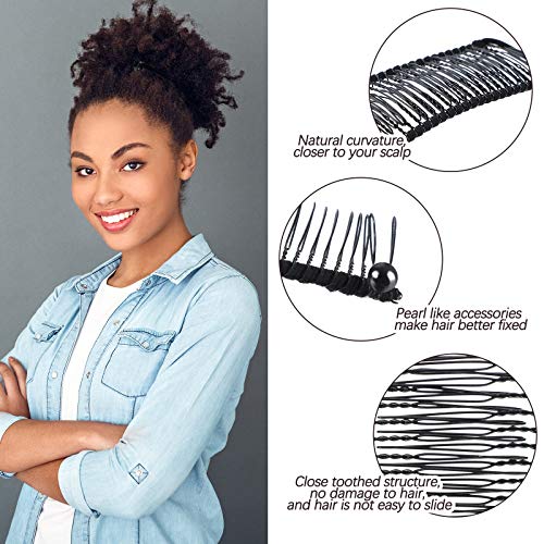 WILLBOND 4 Pcs Banana Hair Clips for Women, Vintage Clincher Stretchy Banana Grip Clips Comb for Curly, Thick, Thin, Wavy Hair, Ponytail Holder for Wedding, Daily Use(Khaki, Black) - color: Khaki, Black
