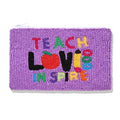 Teacher Beaded Coin Purse Teach Love Inspire Seed Bead Coin Purse Back to School Accessory Small Cute Wallet Coin Pouch Purse Teacher Appreciate Gift for Teachers - style: Teacher Beaded Coin Purse