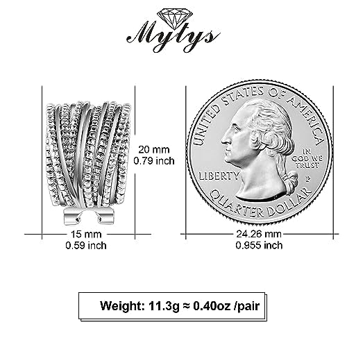 Mytys Two Tone Earrings for Women Gold and Silver Crossover Half Hoop Statement Earring Designer Stud Earrings - color: Silver