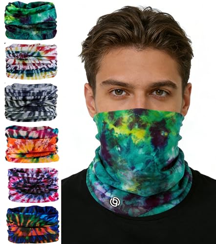 KINREE 6PCS Outdoor Magic Scarf, Elastic Headbands, Headscarves, Headwear, Mask - color: Tiedye2