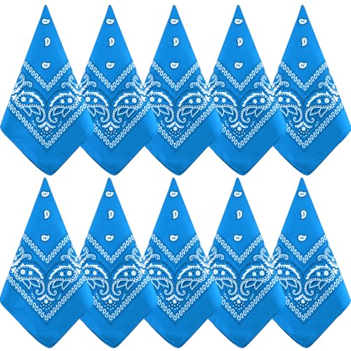 NACHLYNN 10/20pcs Paisley Bandanas Assorted Bandanas Cowboy Polyester Headbands Square Scarf Headwear - color: Blue