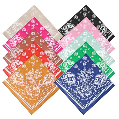 Dimeho 10Pcs 27.5 Inches Satin Head Scarf Square Silk Bandana Fashion Silk Hair Wrap Neck Scarf Boho Headwear for Women Girls