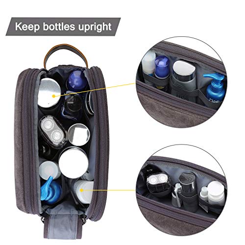 BAGSMART Toiletry Bag for Men, Canvas Travel Toiletry Organizer Dopp Kit Water-resistant Shaving Bag for Toiletries Accessories,Grey-Medium - color: Grey, size: Medium